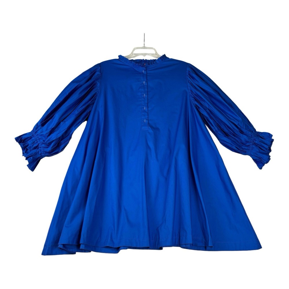 Sincerely Ours Dress Womens Large‎ Royal Blue Cotton Poplin Swing Smock Tunic